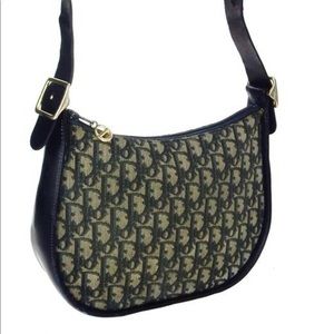 Auth vintage DIOR trotter monogram shoulder bag
